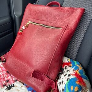 Portland Leather Vibrant Red Flamenco 💃 Laptop Backpack